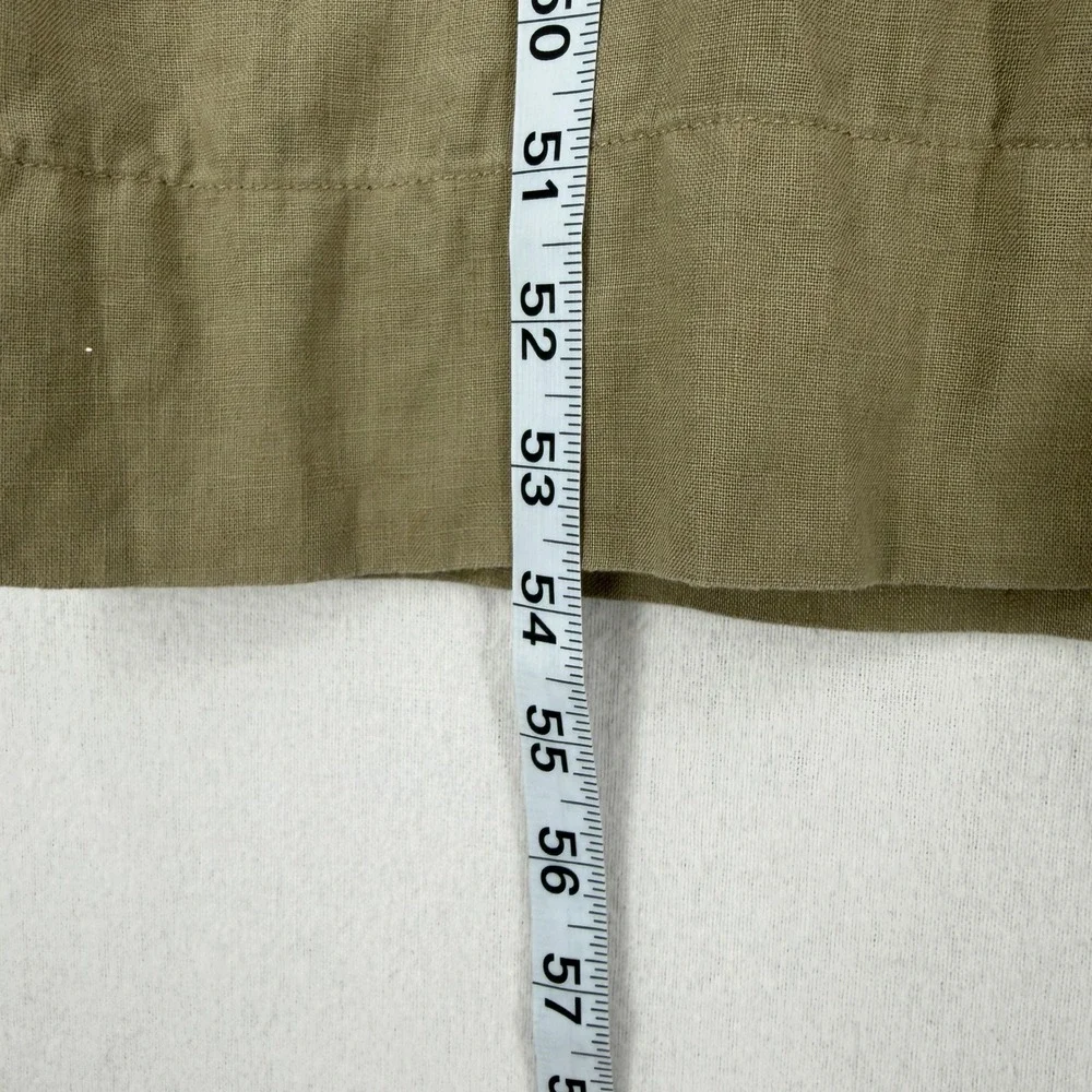QUINCE Square Neck Linen Jumpsuit Women Medium Olive Green Belted Sleeveless